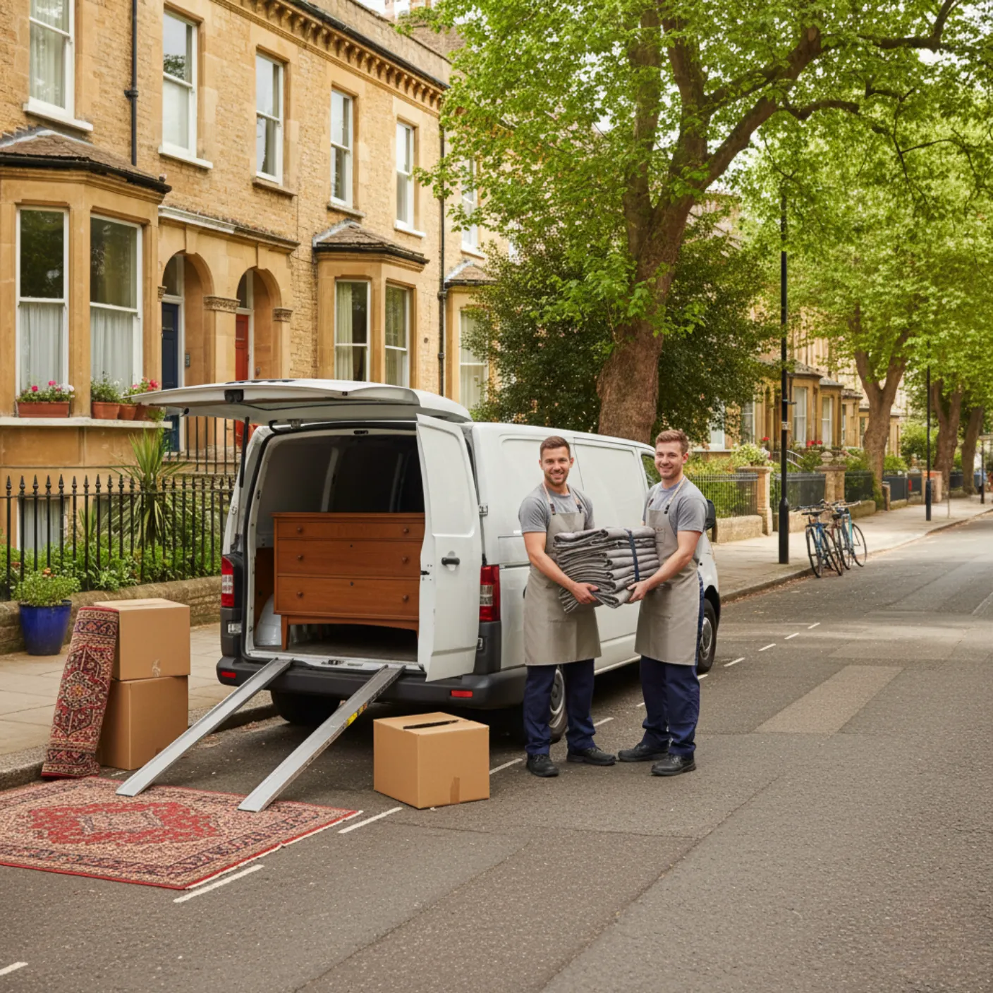 White van parked outside an Oxford home during a professional property clearance
