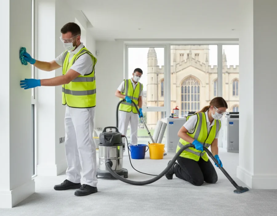 Team carrying out builders cleaning in Oxfordshire new build property